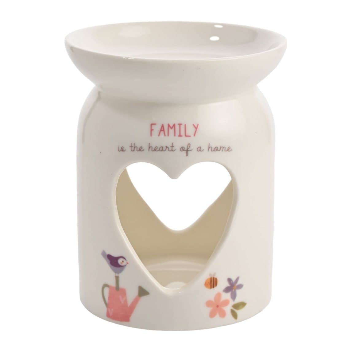 Ceramic Family wax melt burner with soft floral and cute character details
