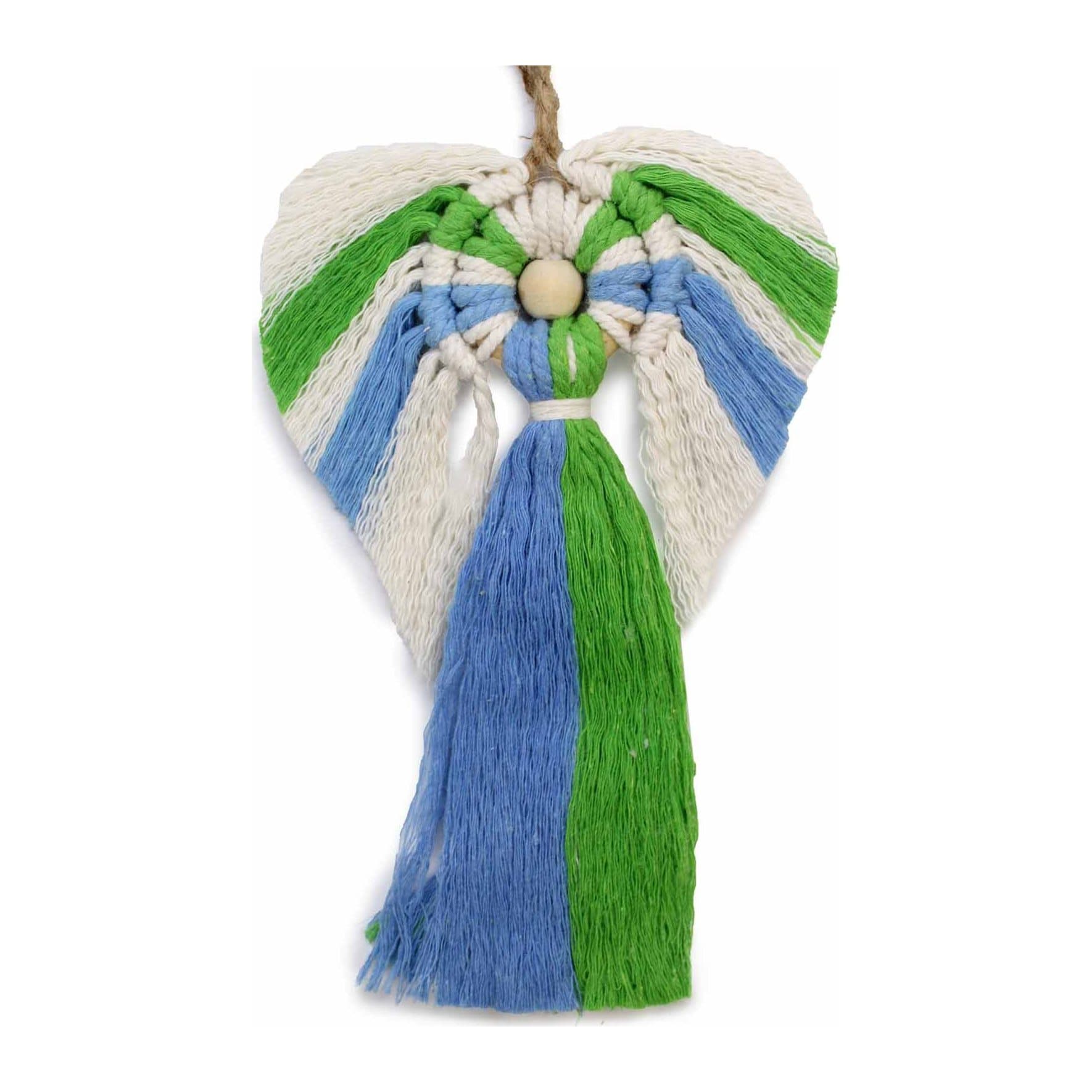 Hand-woven cotton macrame angel