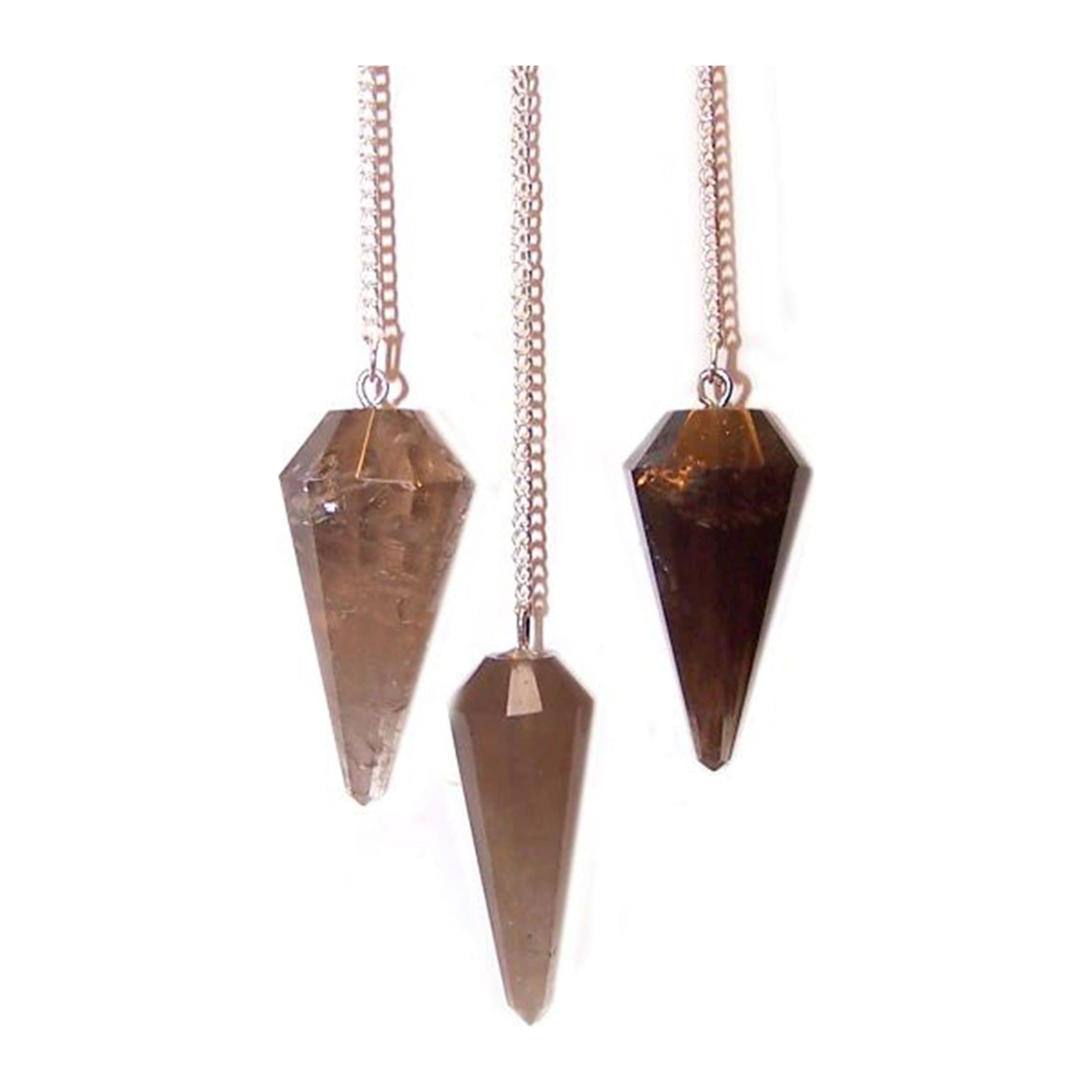 Smoky quartz crystal pendulum on a chain with a gemstone bead