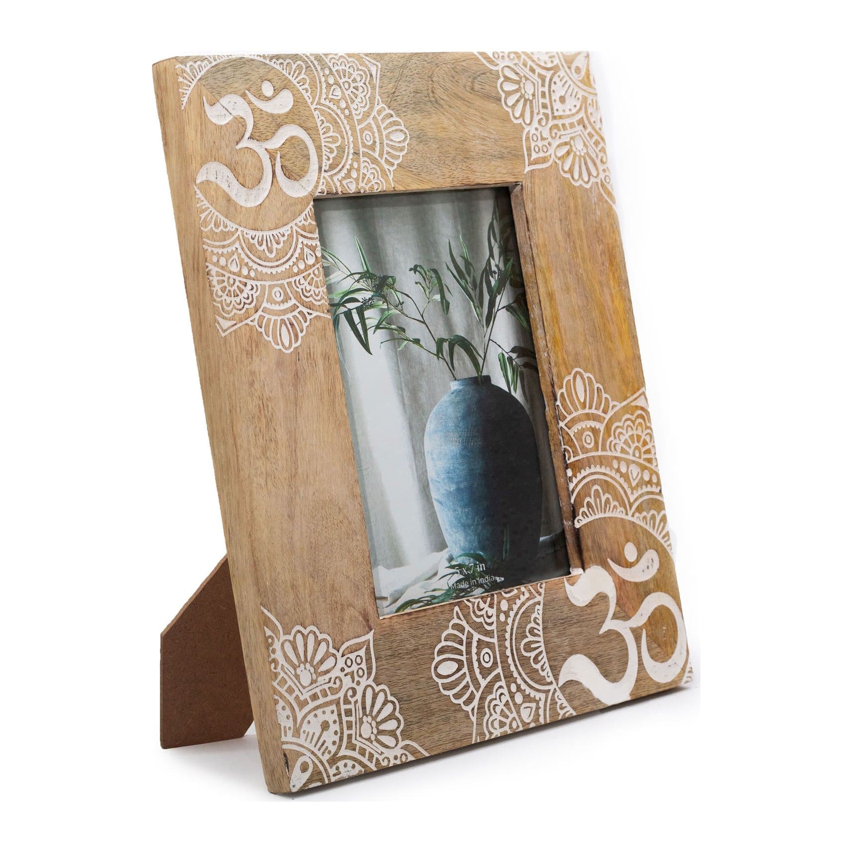 Mango wood picture frame with a mandala design