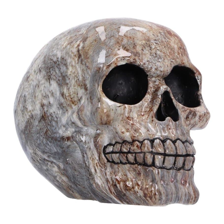 Marble effect resin skull figurine