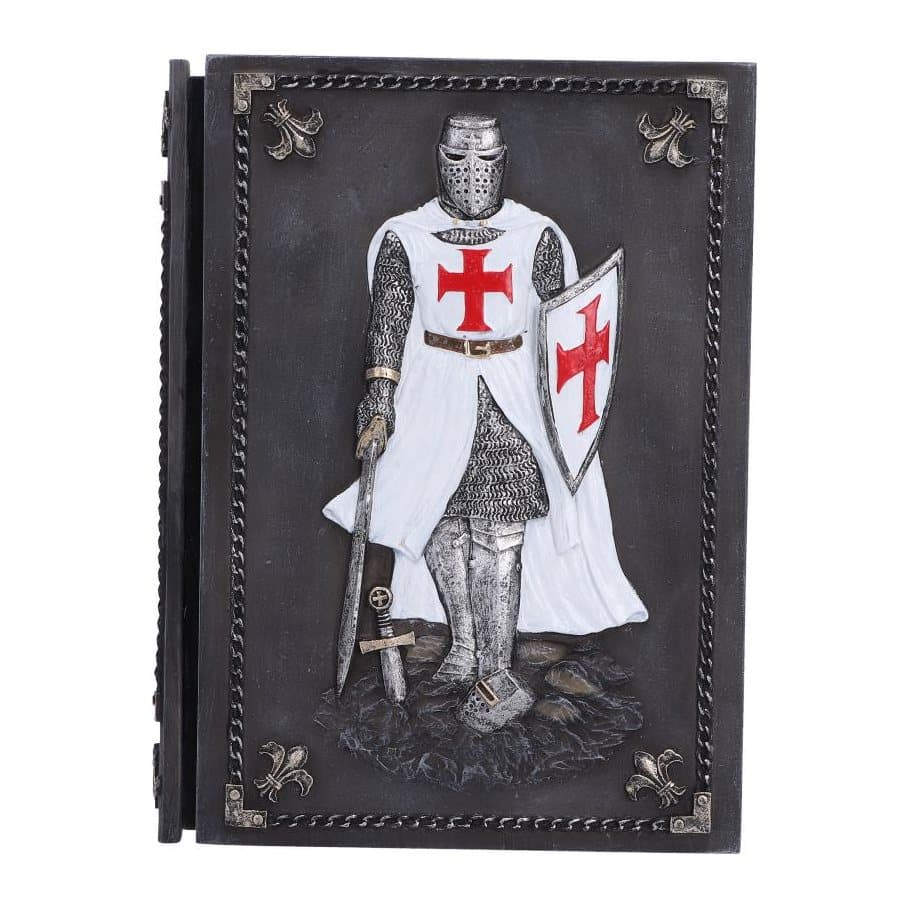 Medieval knight journal notebook with a resin Templar knight holding a sword and shield