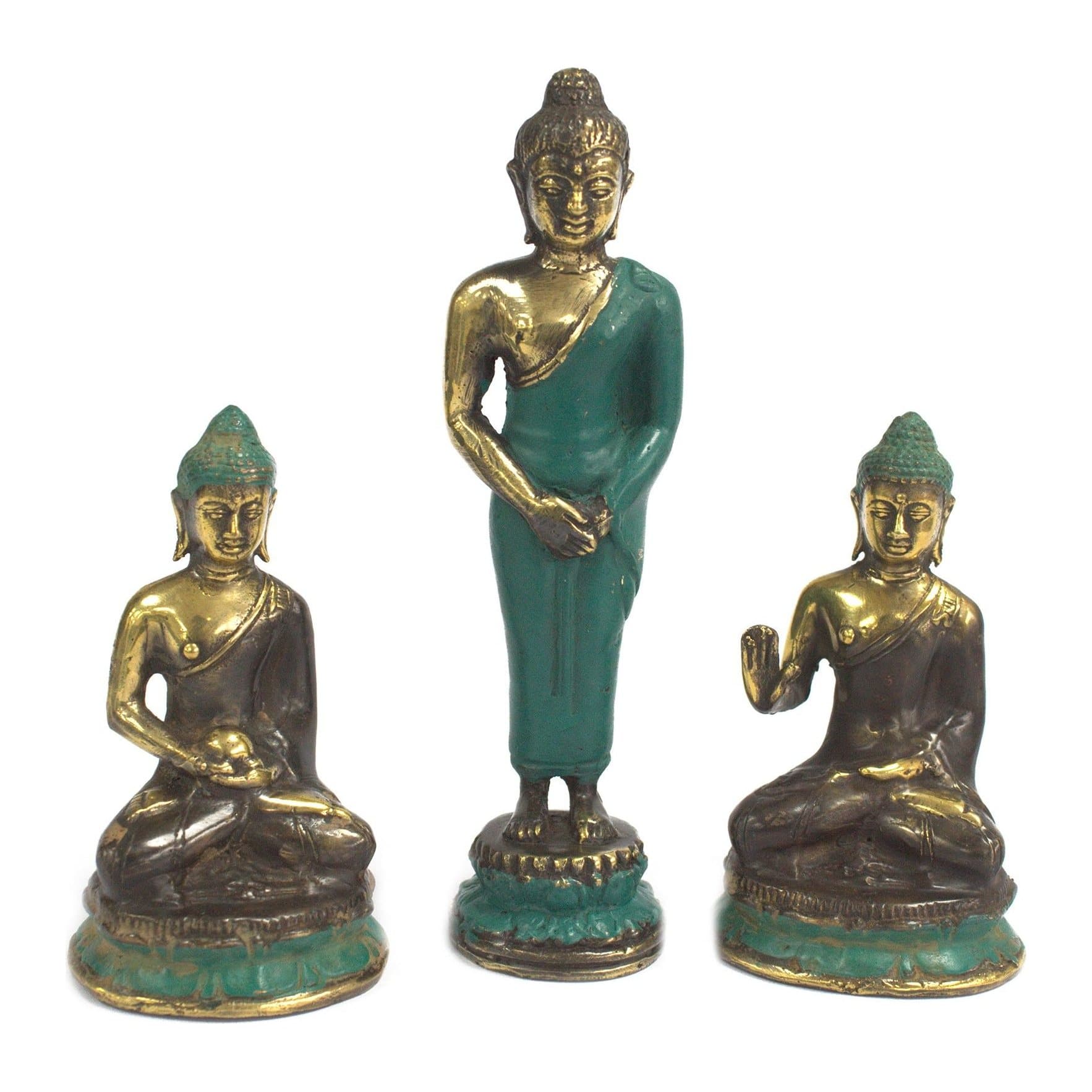 Brass standing Buddha statue