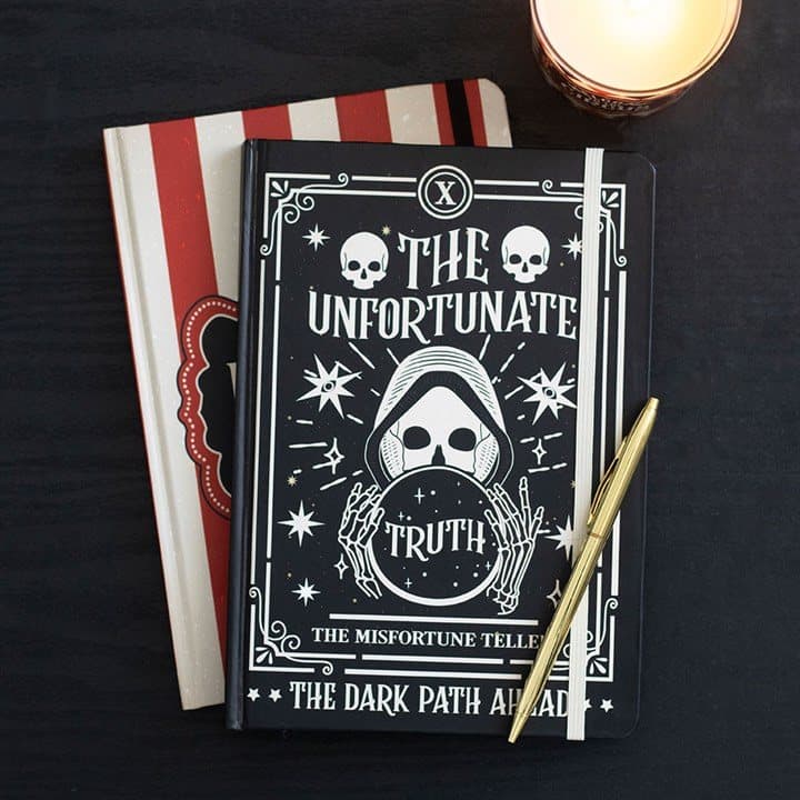 A5 notebook with a mystical fortune teller on the cover