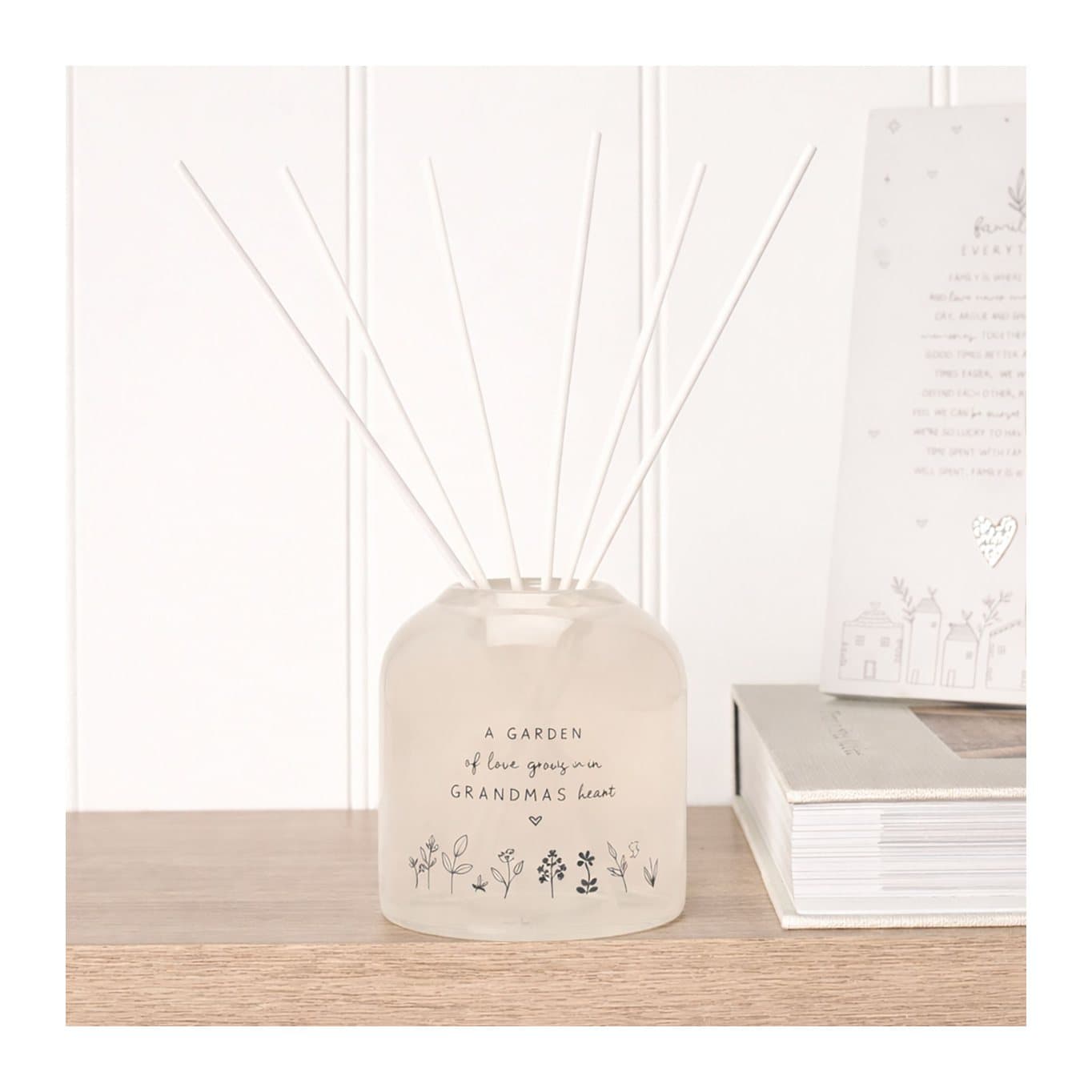Glass diffuser with a garden of love sentiment for Grandma and florals