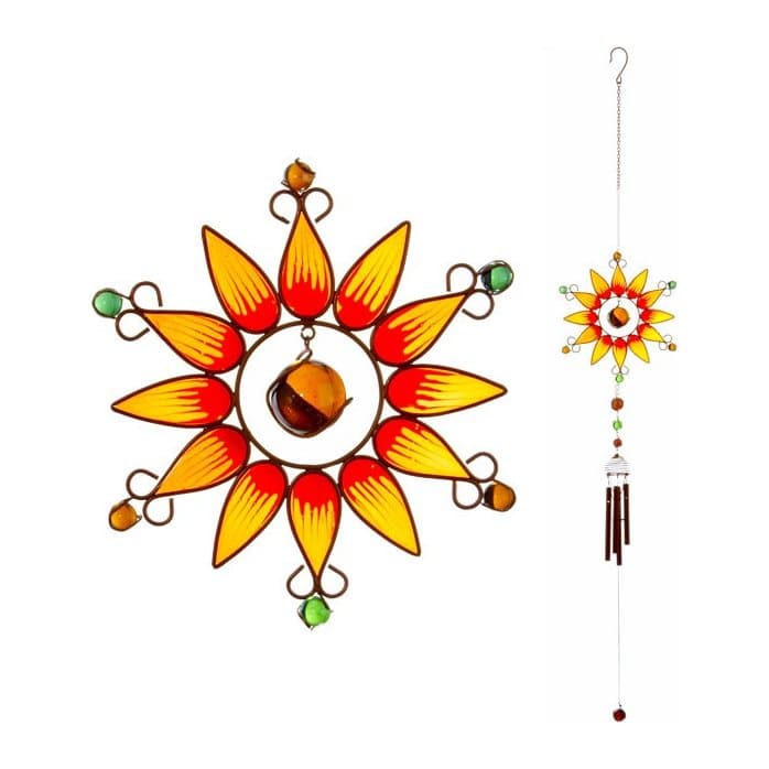 Orange sunflower windchime with coloured bead details