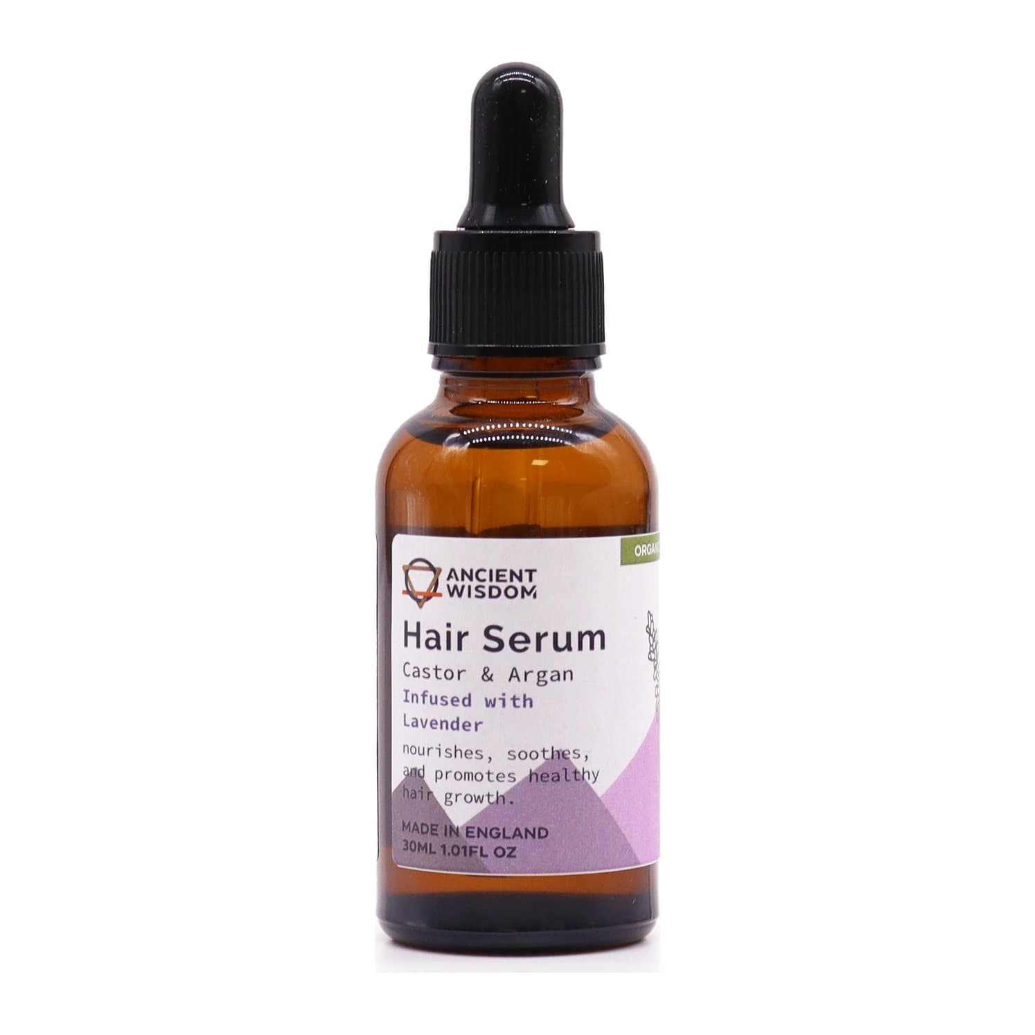 Organic hair serum 30 ml in a small slim container