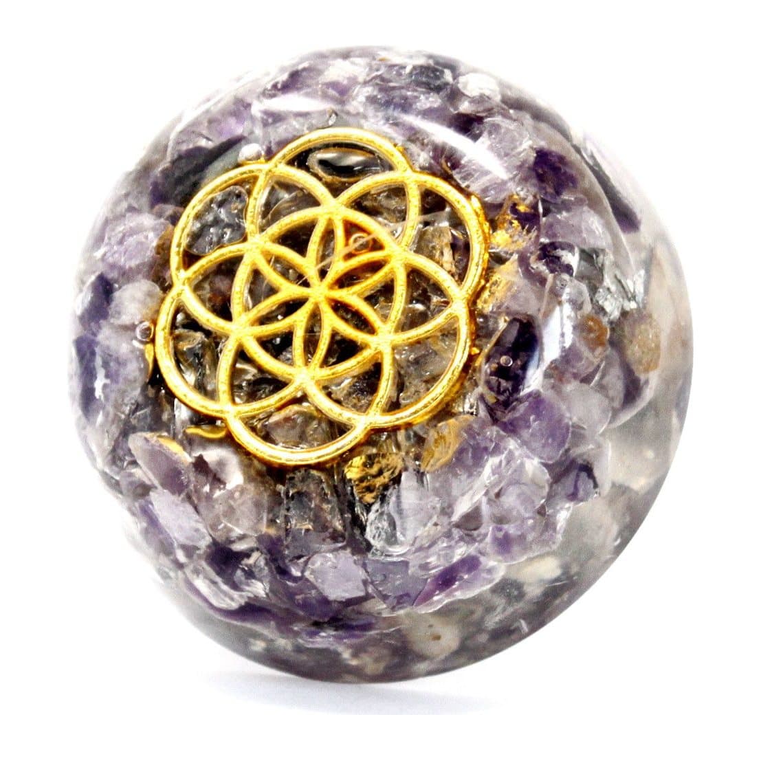 Orgonite desk piece in resin with gemstone chips and copper