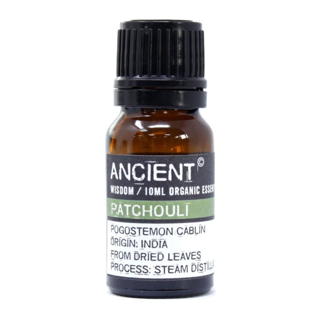 Bottle of patchouli organic essential oil