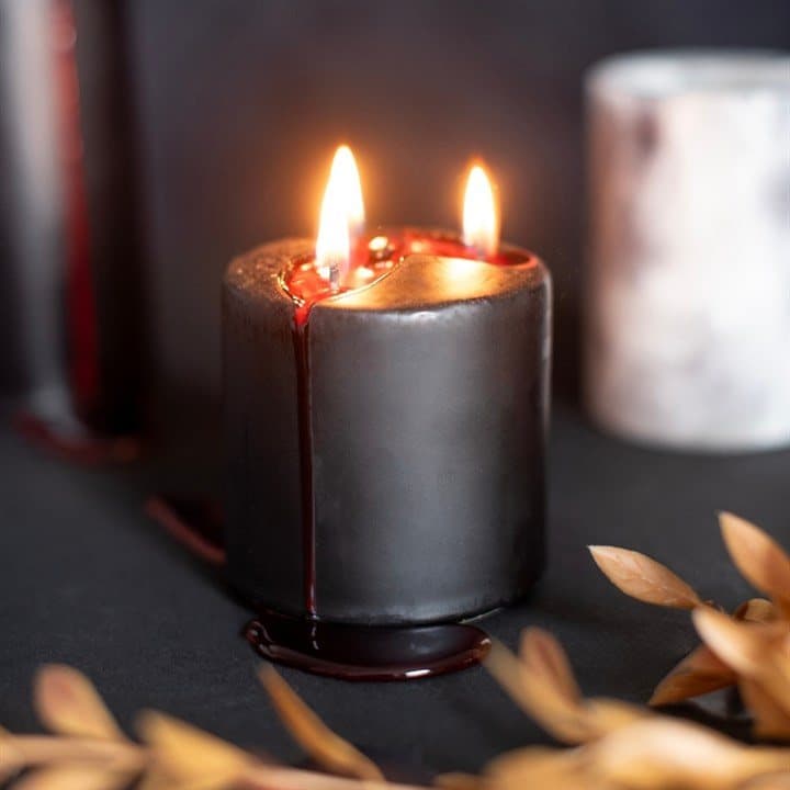 Vampire Blood pillar candle with bleeding wax effect in a picture box