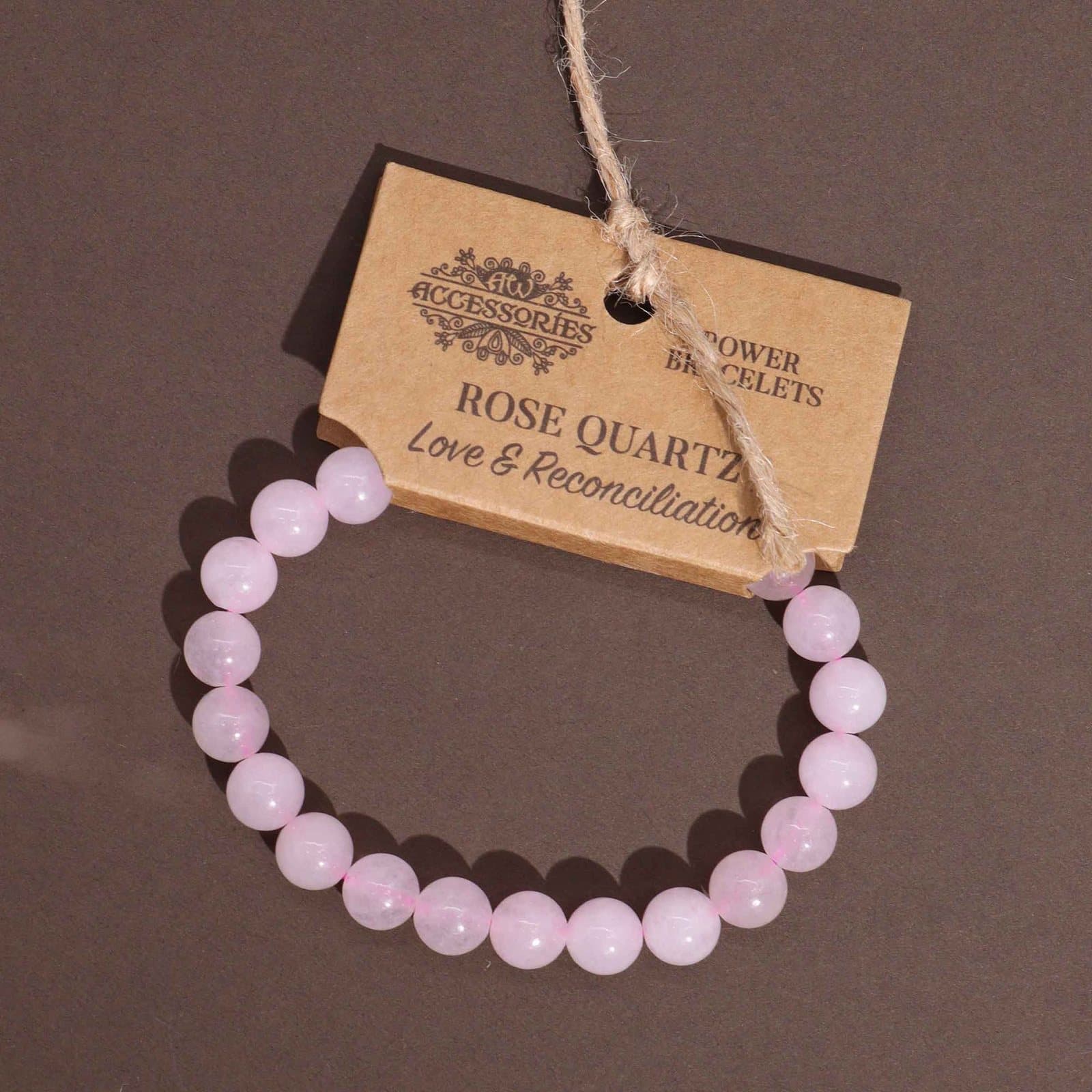 Rose quartz stretch bracelet of round gemstones