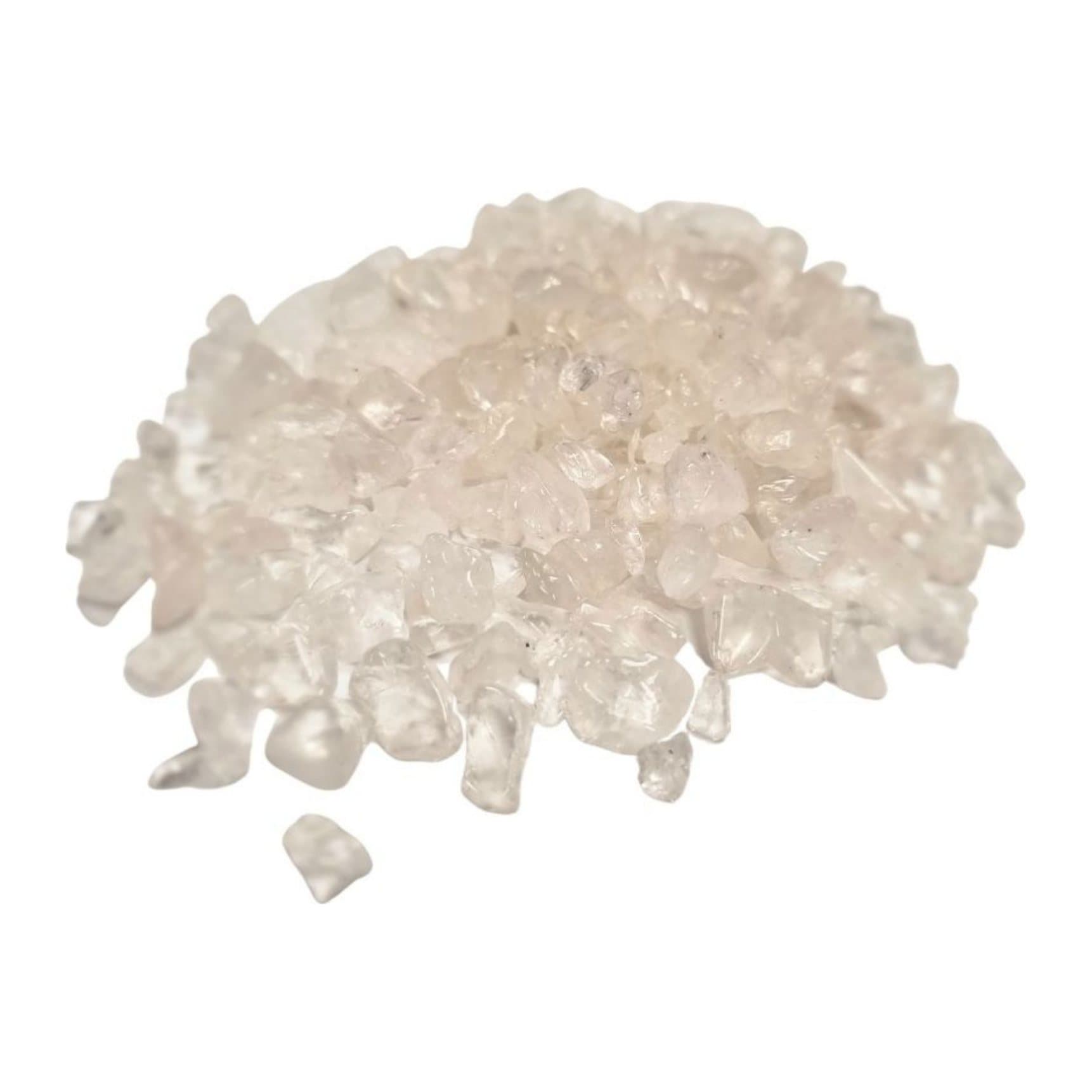 Pile of loose quartz gemstone chips