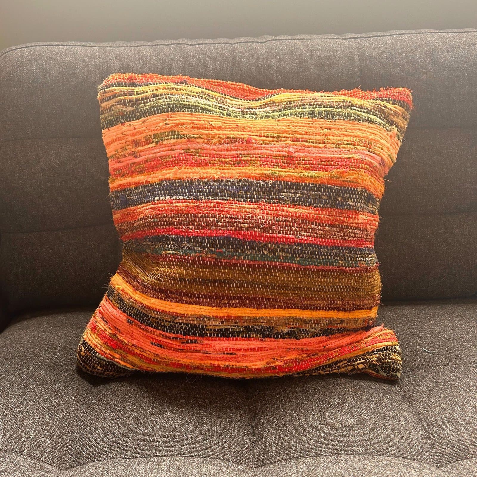 Cotton rag rug cushion cover