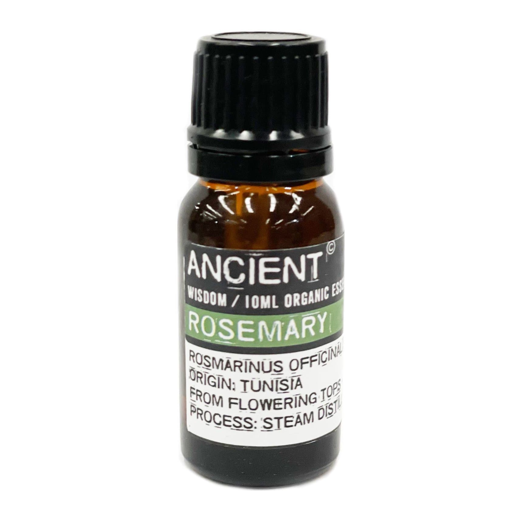 Bottle of organic rosemary essential oil
