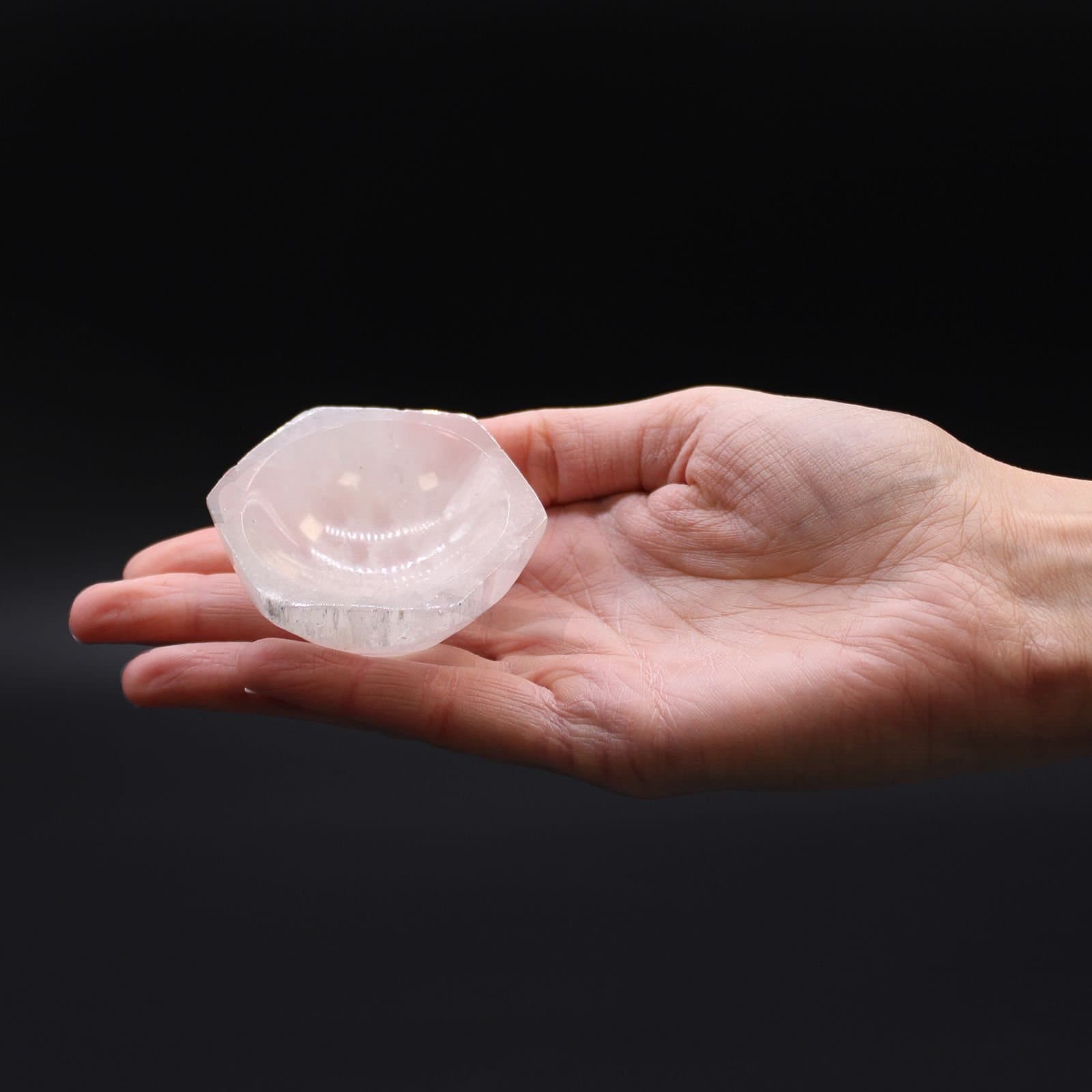 Selenite hex bowl, a natural stone bowl