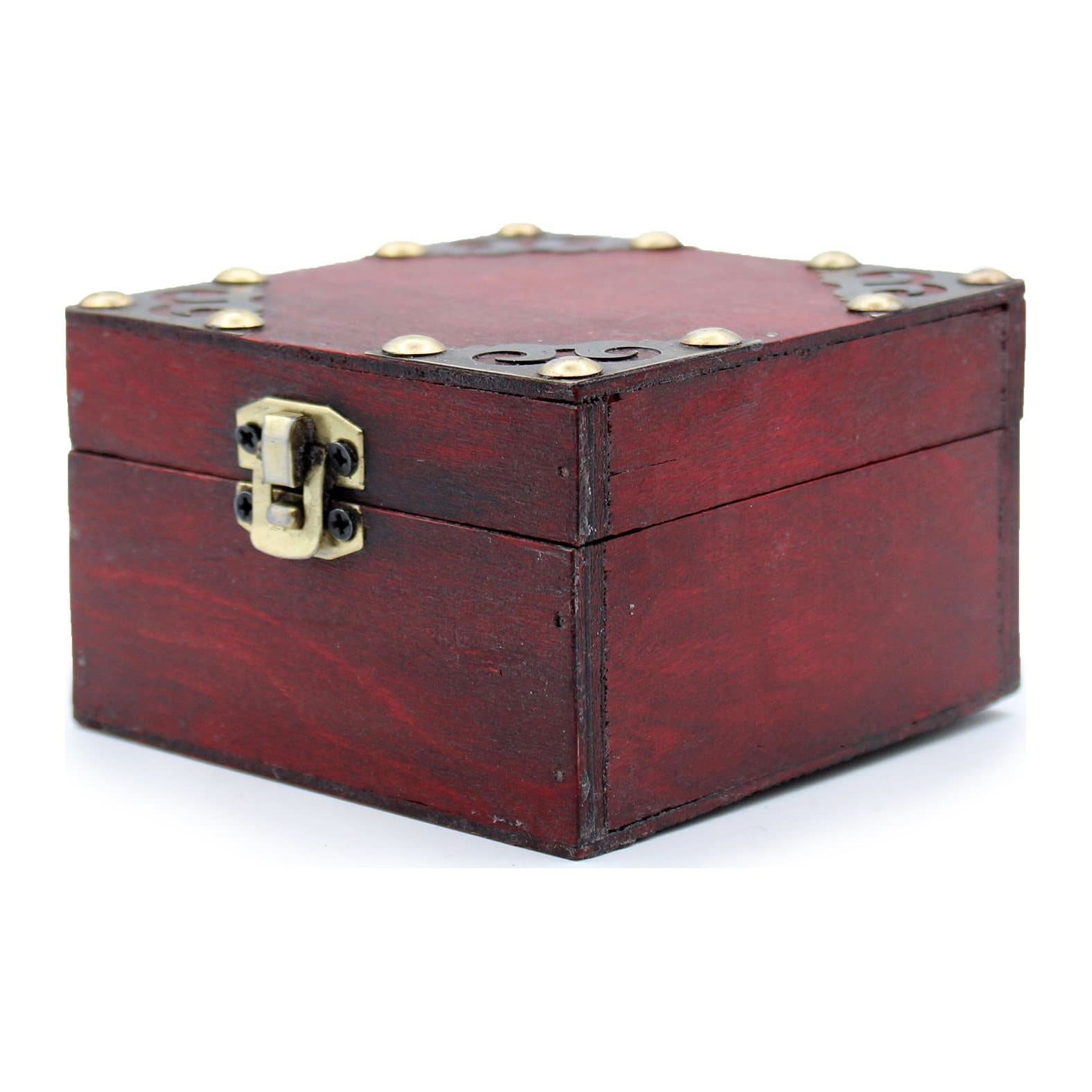 Two gothic square boxes with brass fittings, one larger and one smaller