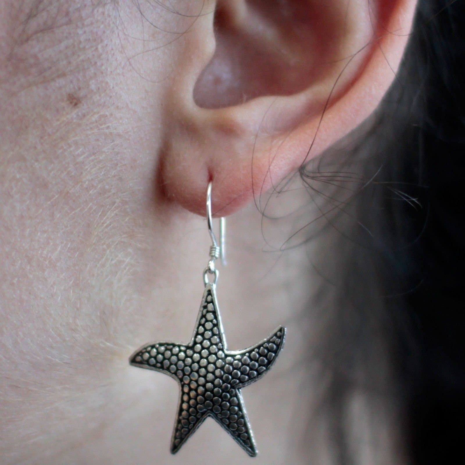 Silver starfish earrings