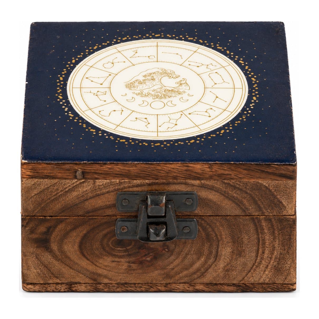 Small wooden enamelled zodiac keepsake box