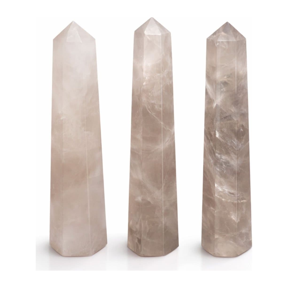 Polished smoky quartz six-sided obelisk point with translucent smoky tones