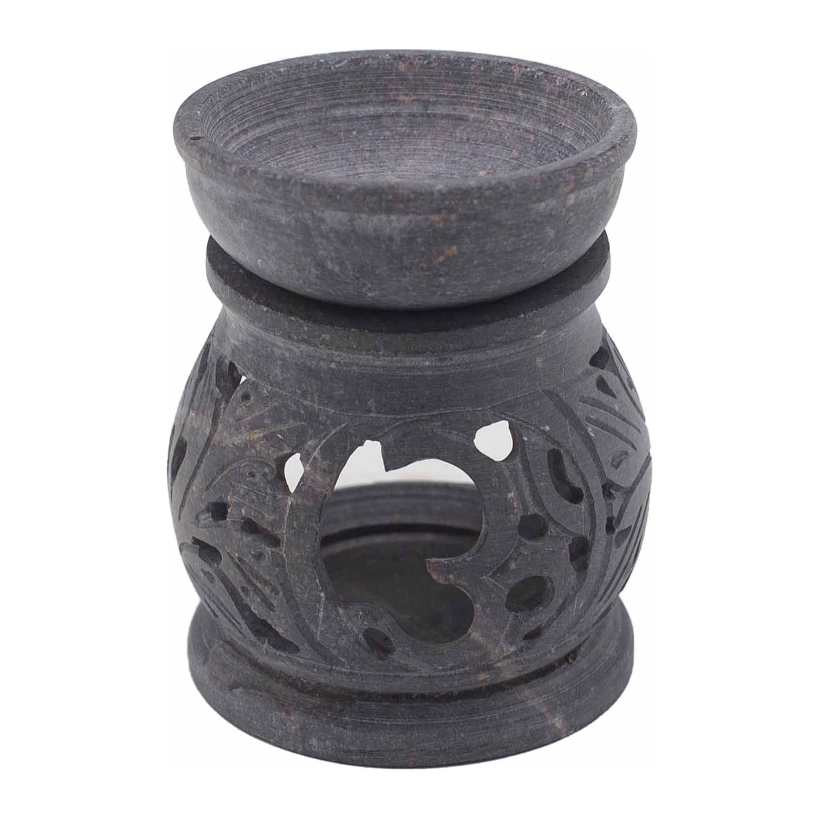 Small soapstone oil burner carved with an Om symbol
