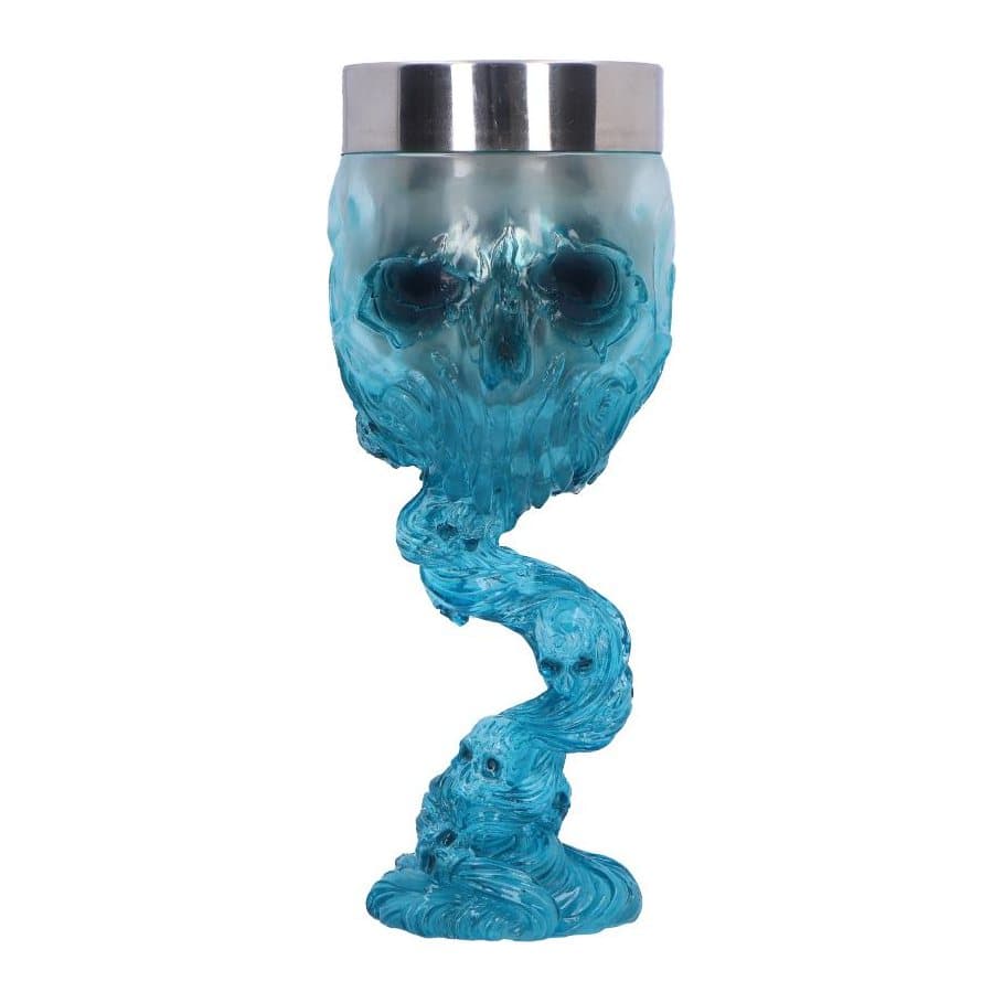 Clear resin skull goblet with spirits and skulls forming the stem
