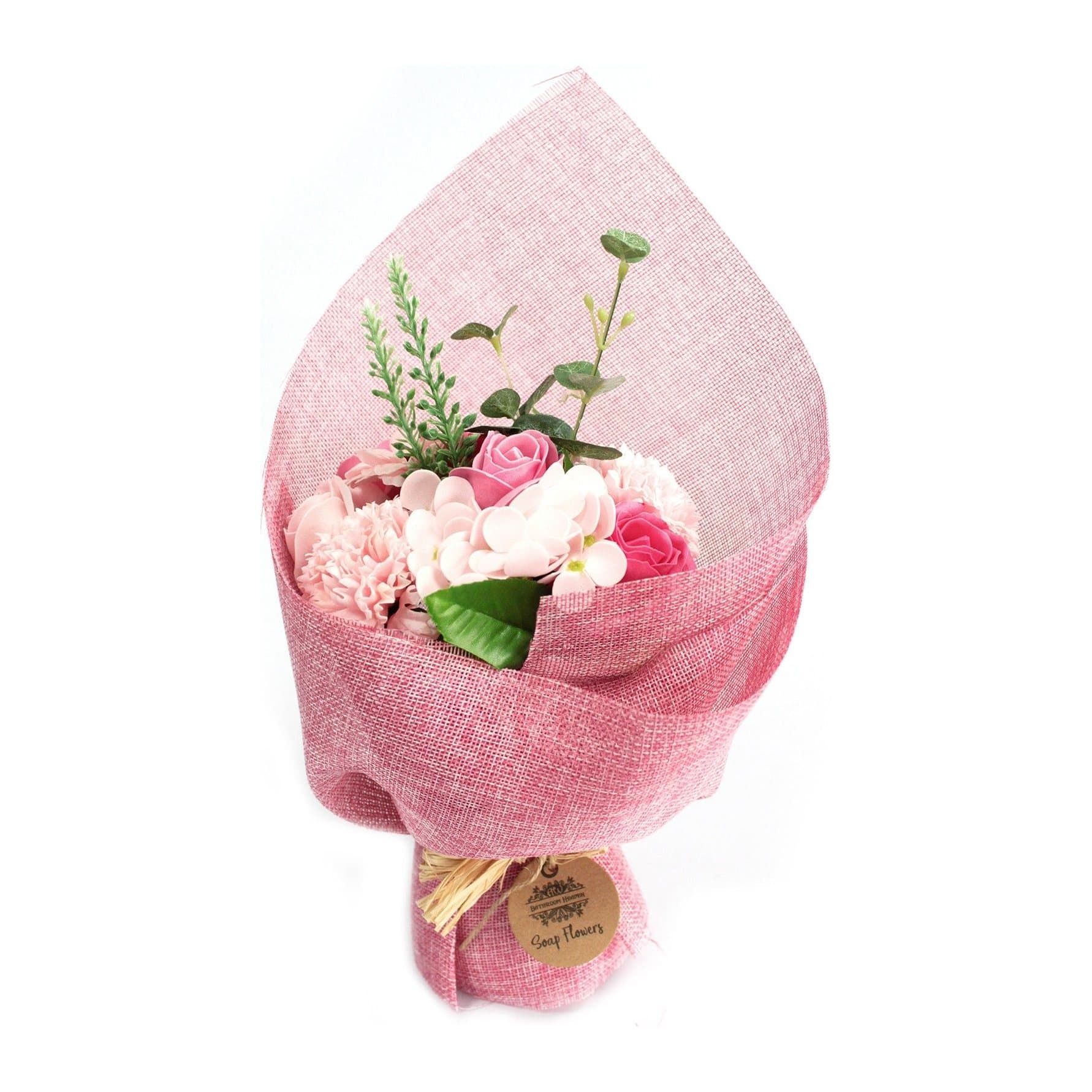 Standing soap flower bouquet of roses, carnations and sunflowers