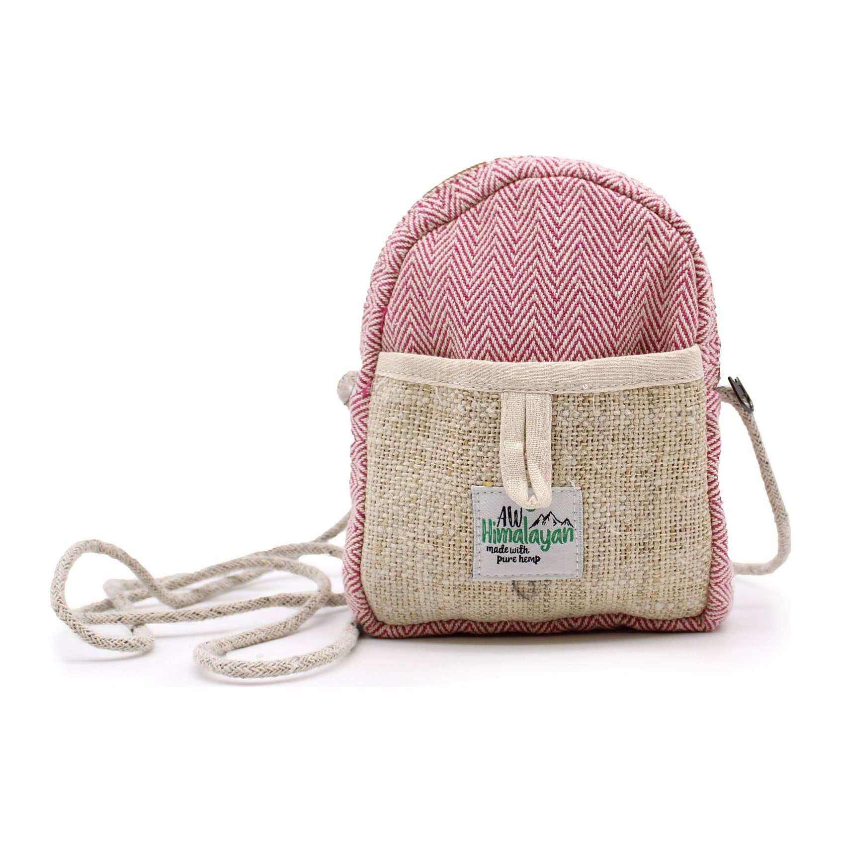 String mobile phone bag in hemp and cotton