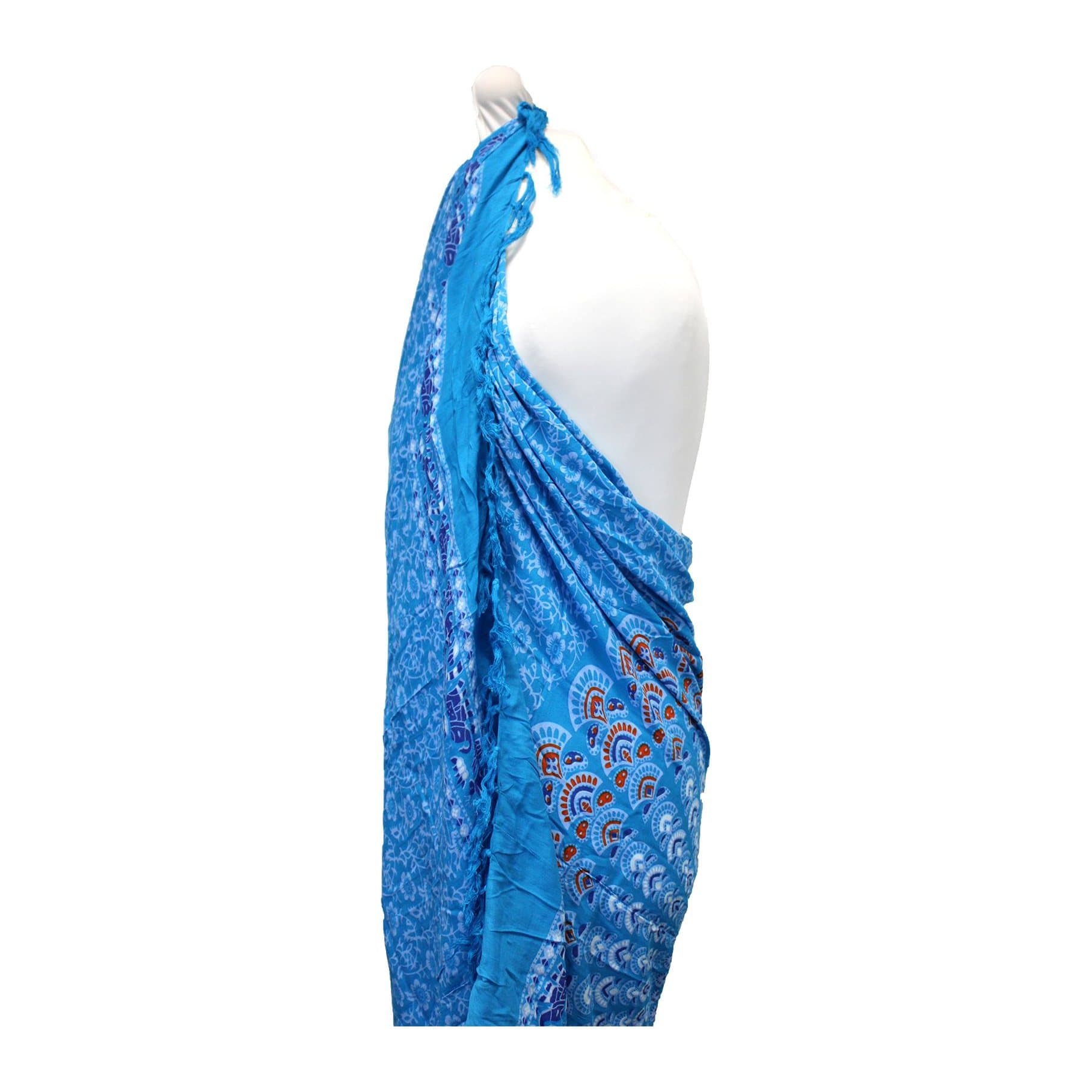 Mandala sarong in teal and orange