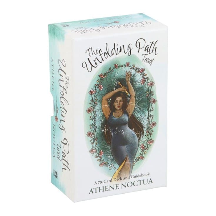 The Unfolding Path tarot deck in its picture box with cellophane