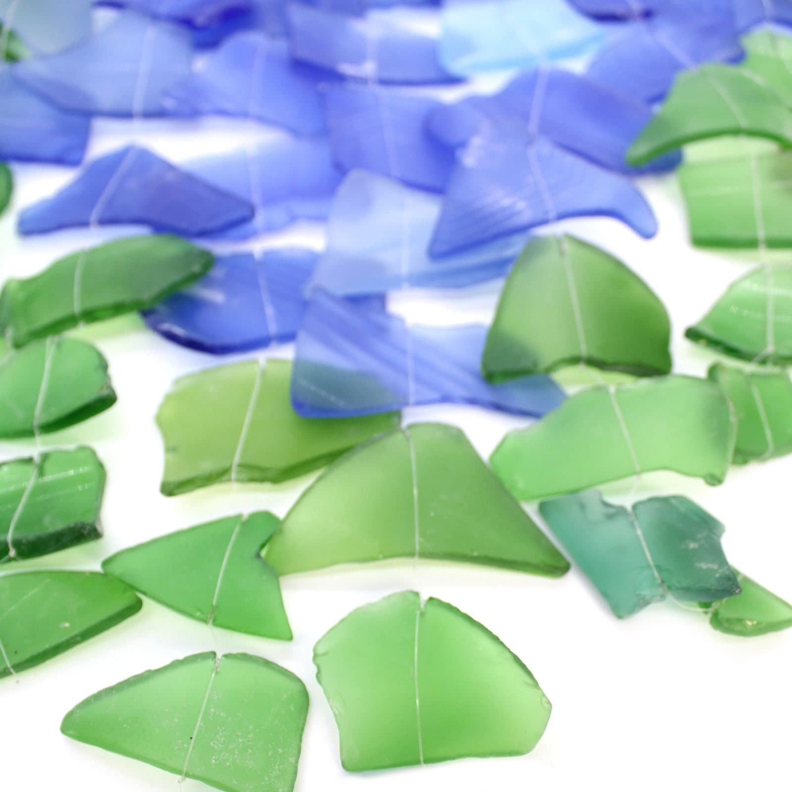 Blue and green three stick recycled glass wind chime