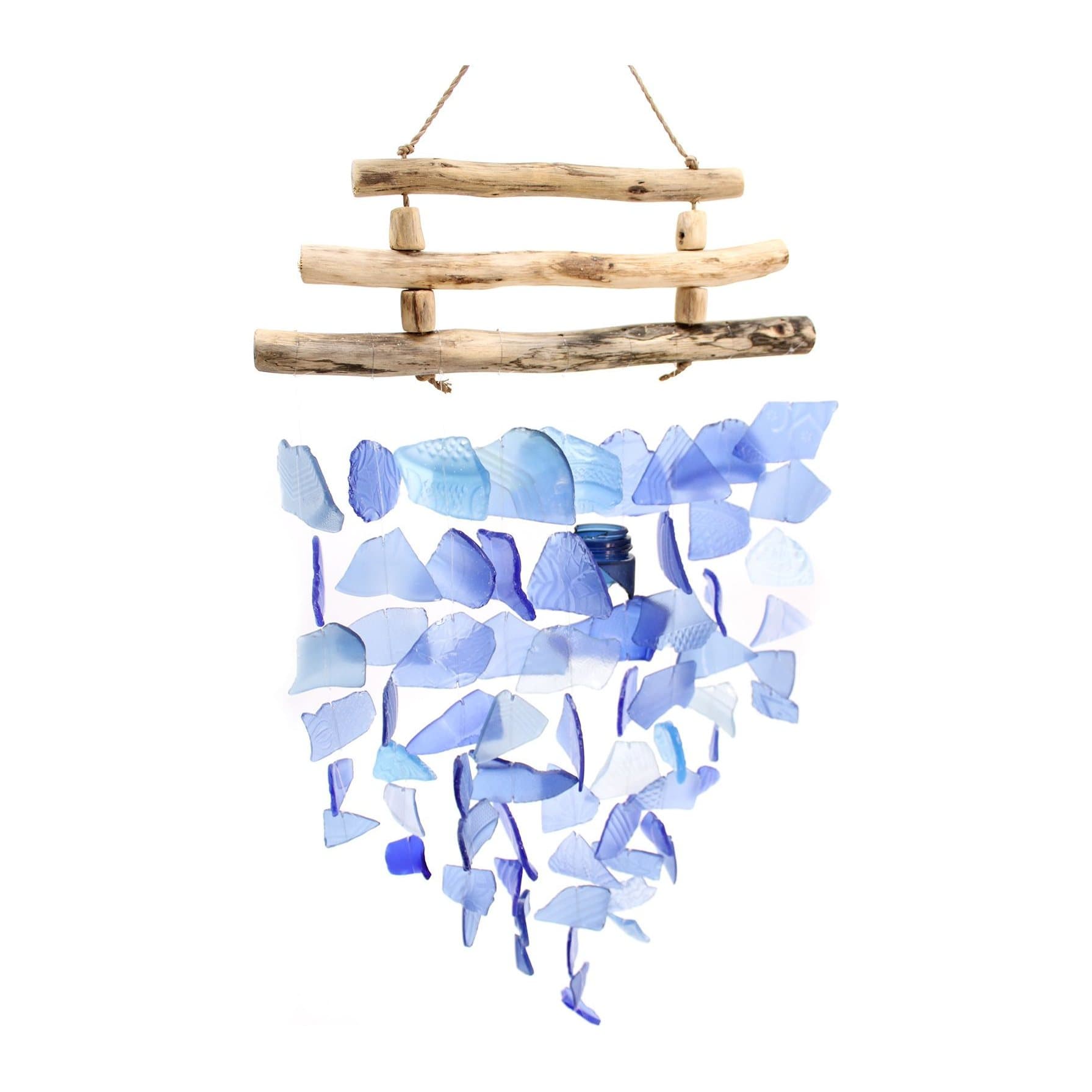 Three Stick all-blue glass wind chime