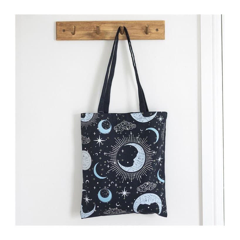 Tote bag with a blue moon print