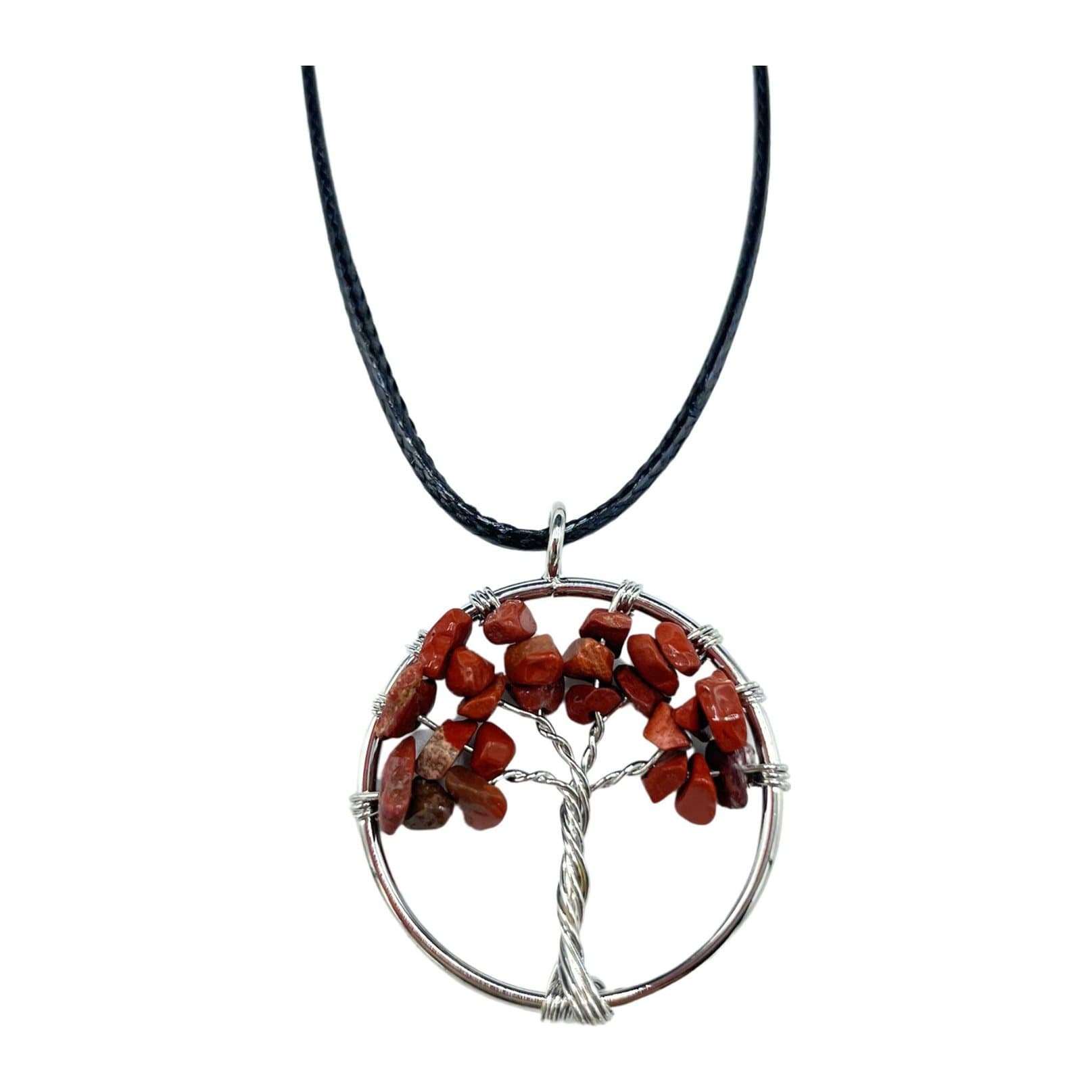 Tree of Life pendant with a red jasper gemstone