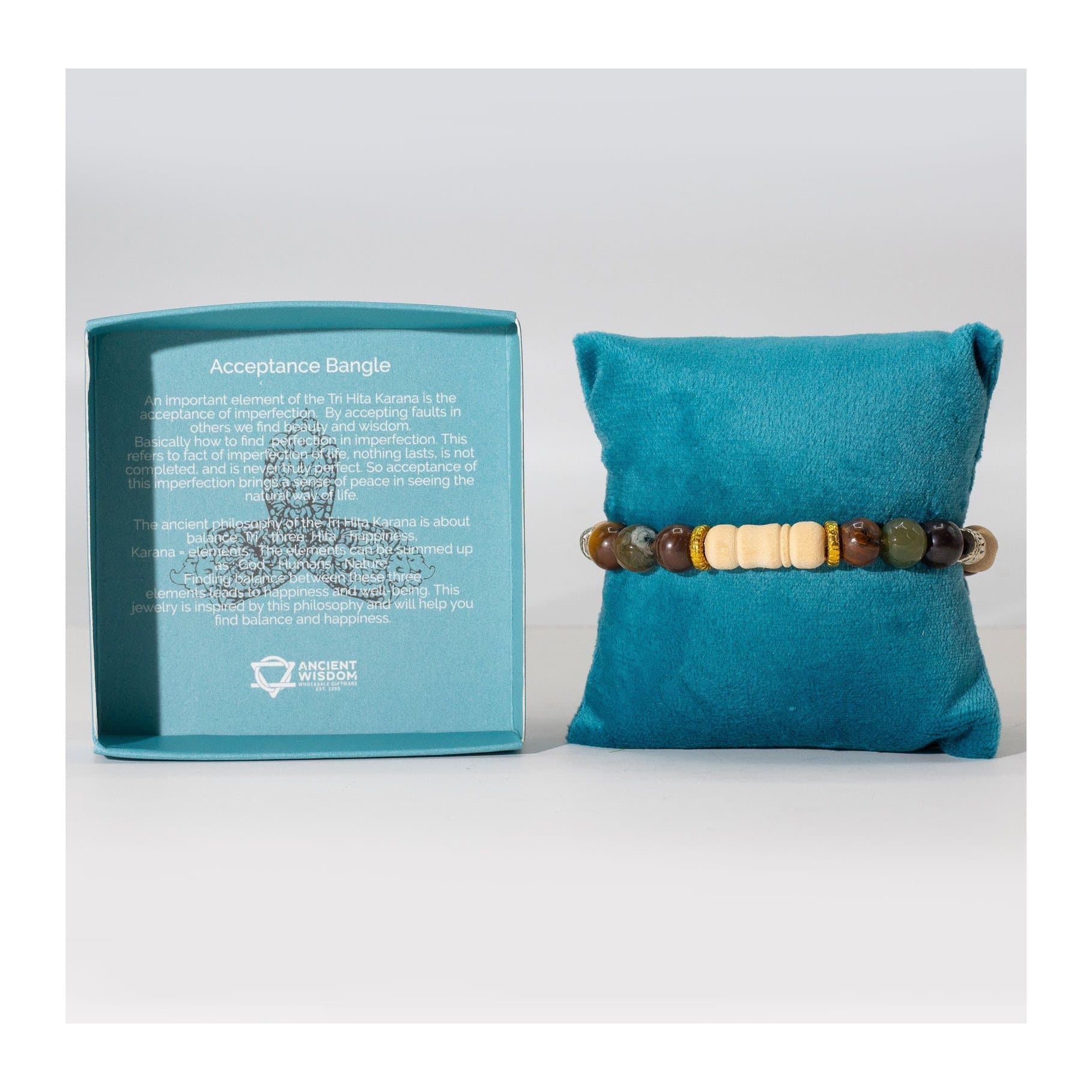 Tri Hita Karana Acceptance bangle in white, black and grey