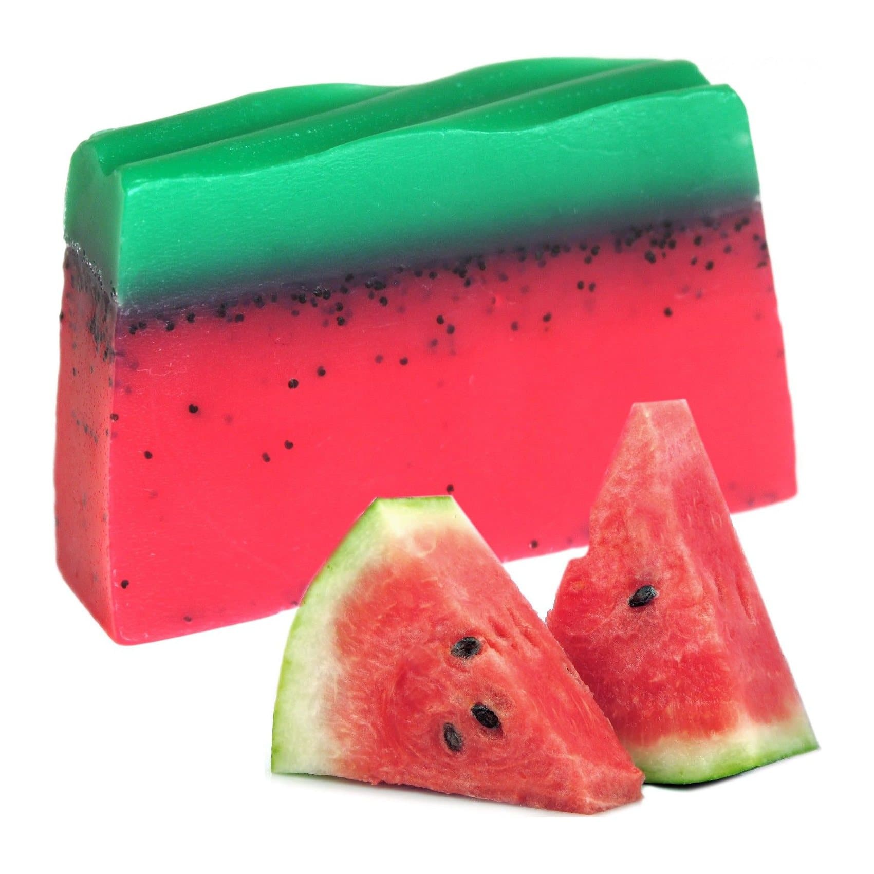 Hand-made tropical fruit soap loaf, shrink-wrapped
