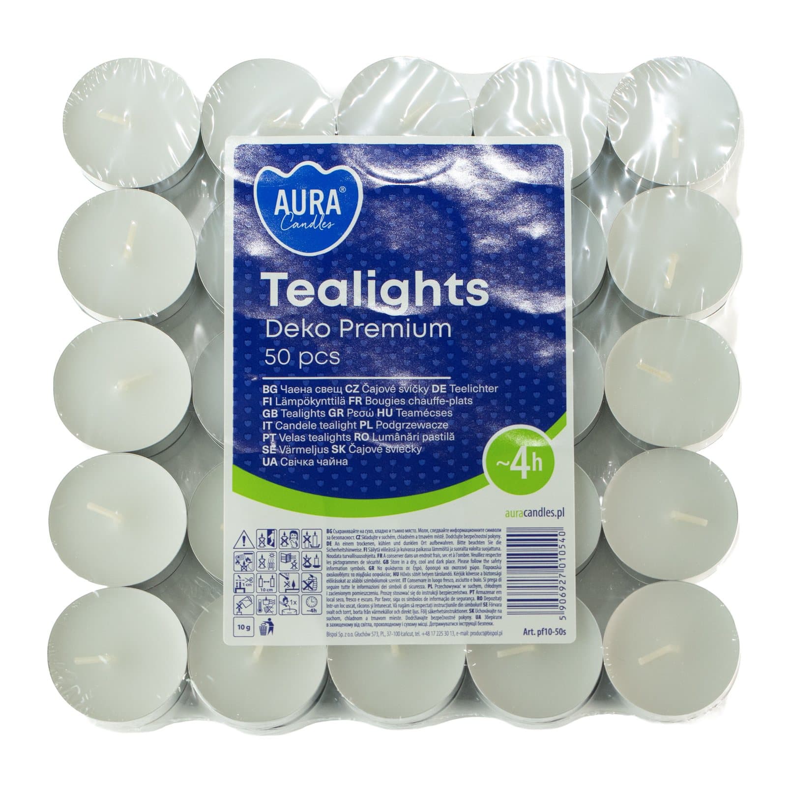 Pile of small round unscented tealight candles