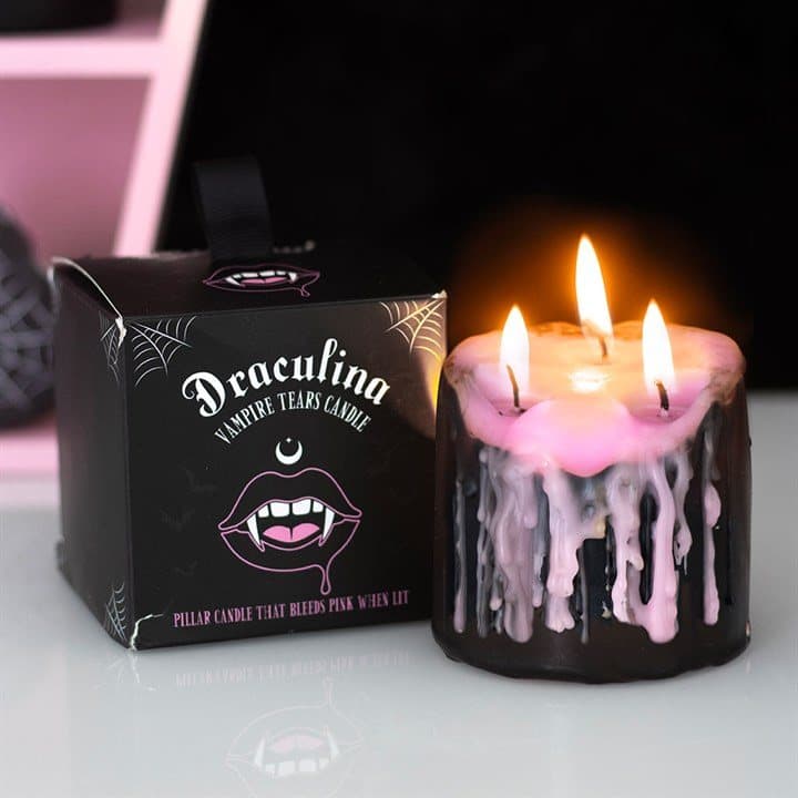 Gothic Vampire Tears pillar candle with pink or red wax