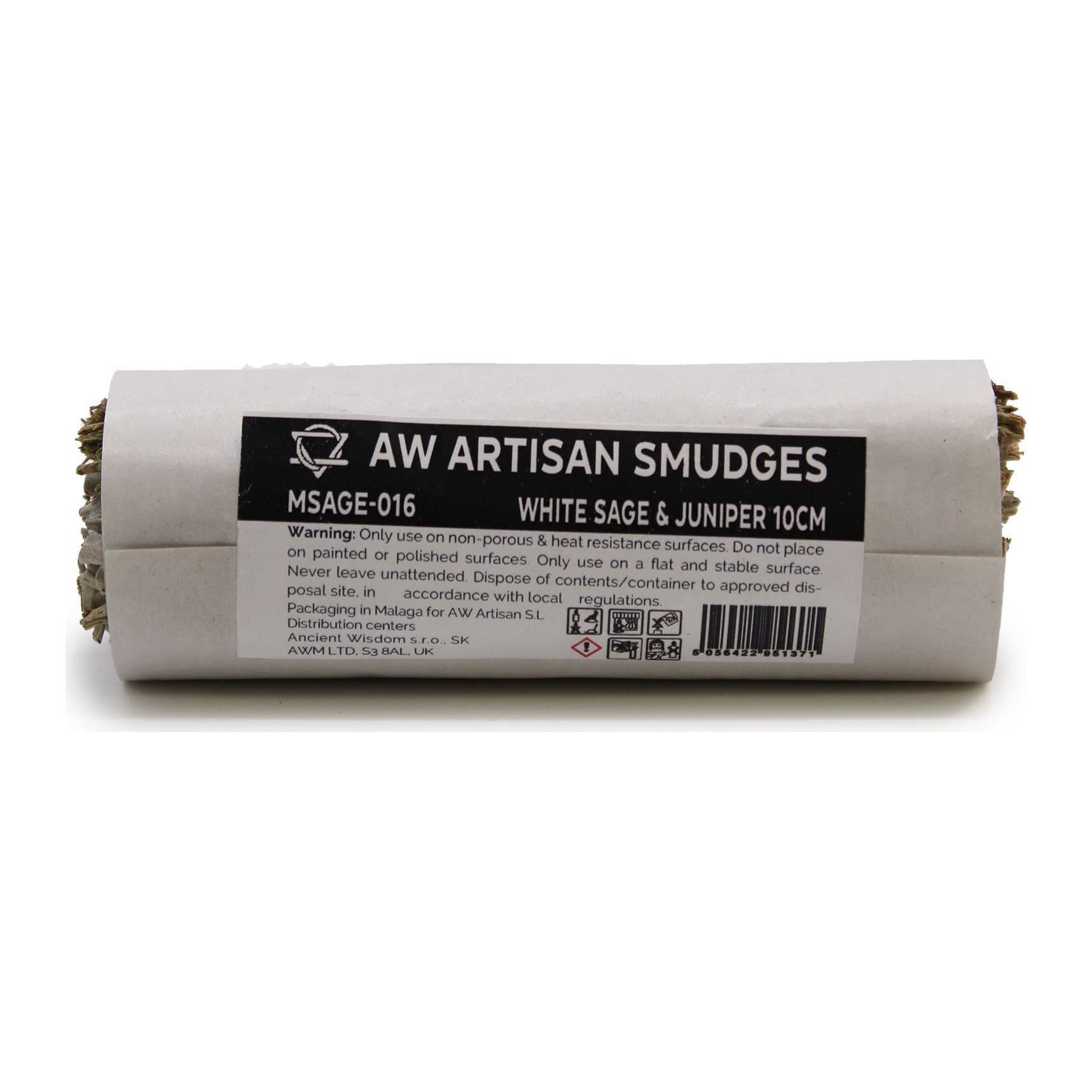 Small individually wrapped white sage and juniper herb bundle