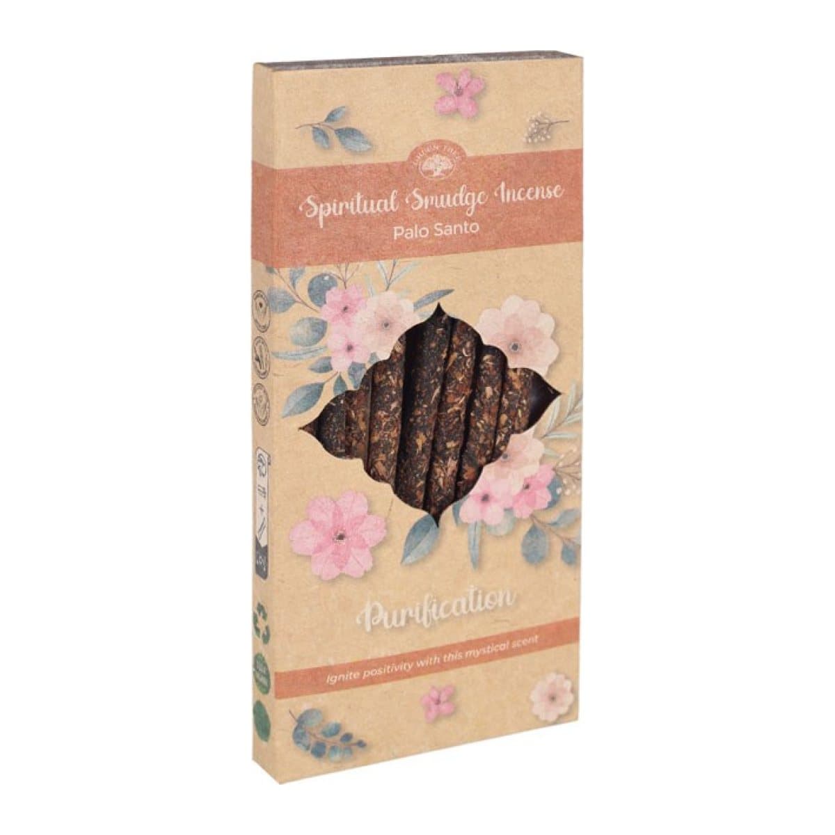 Display set of 12 packs of palo santo incense sticks in a cardboard display box