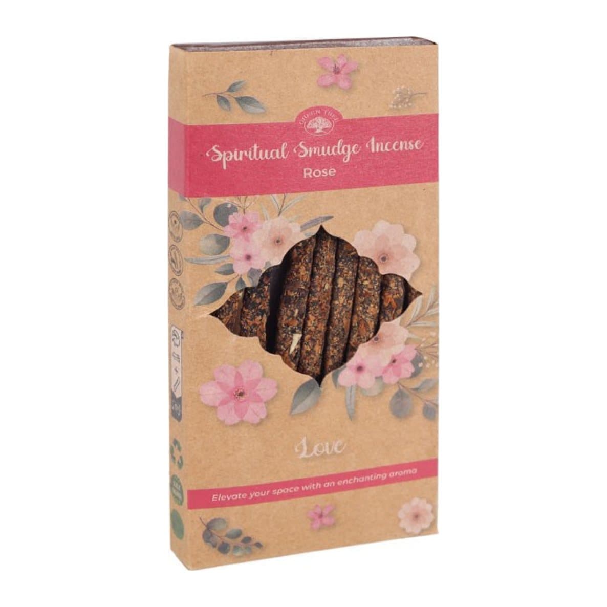 Display set of 12 packs of rose incense sticks in colour cardboard boxes
