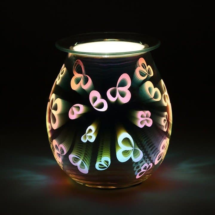 Colourful 3D flower petal light up electric oil burner with glass dish