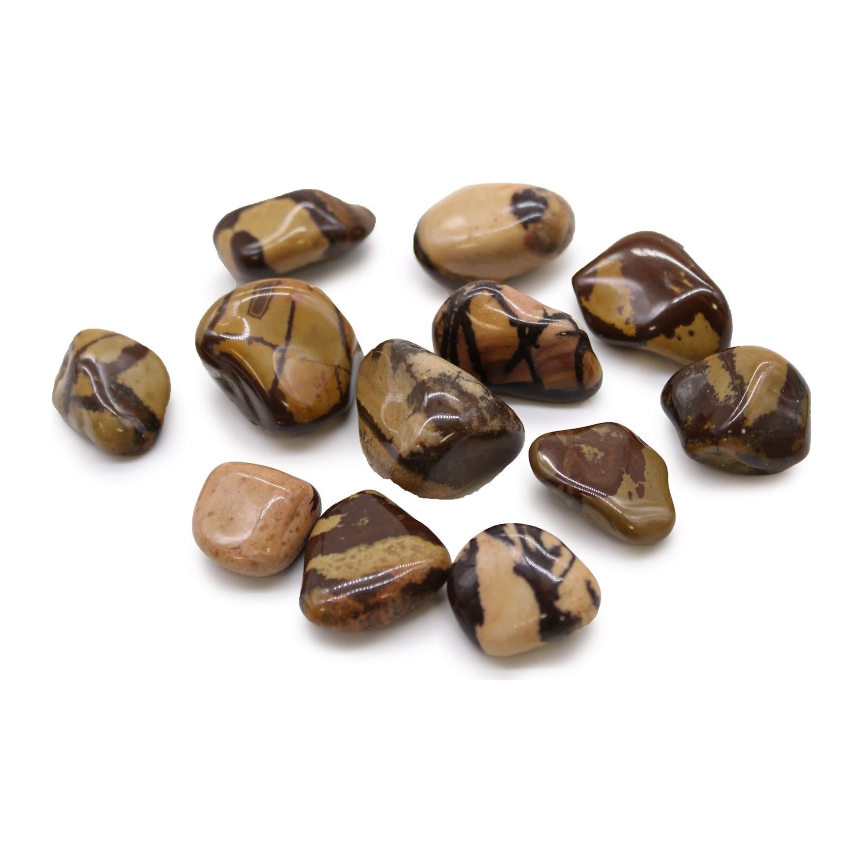 Patterned Nguni jasper tumble stones