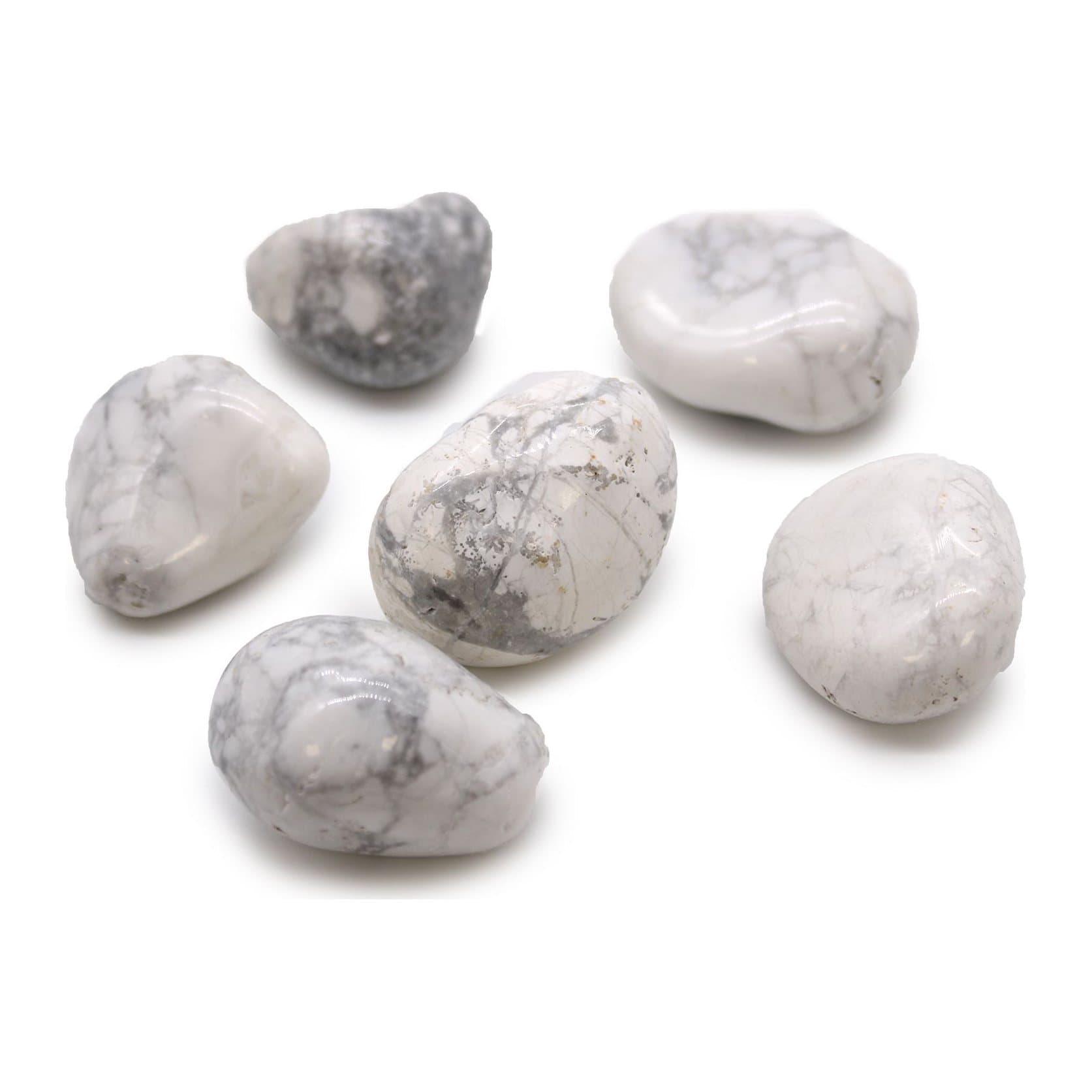 White howlite tumble stones with dark markings