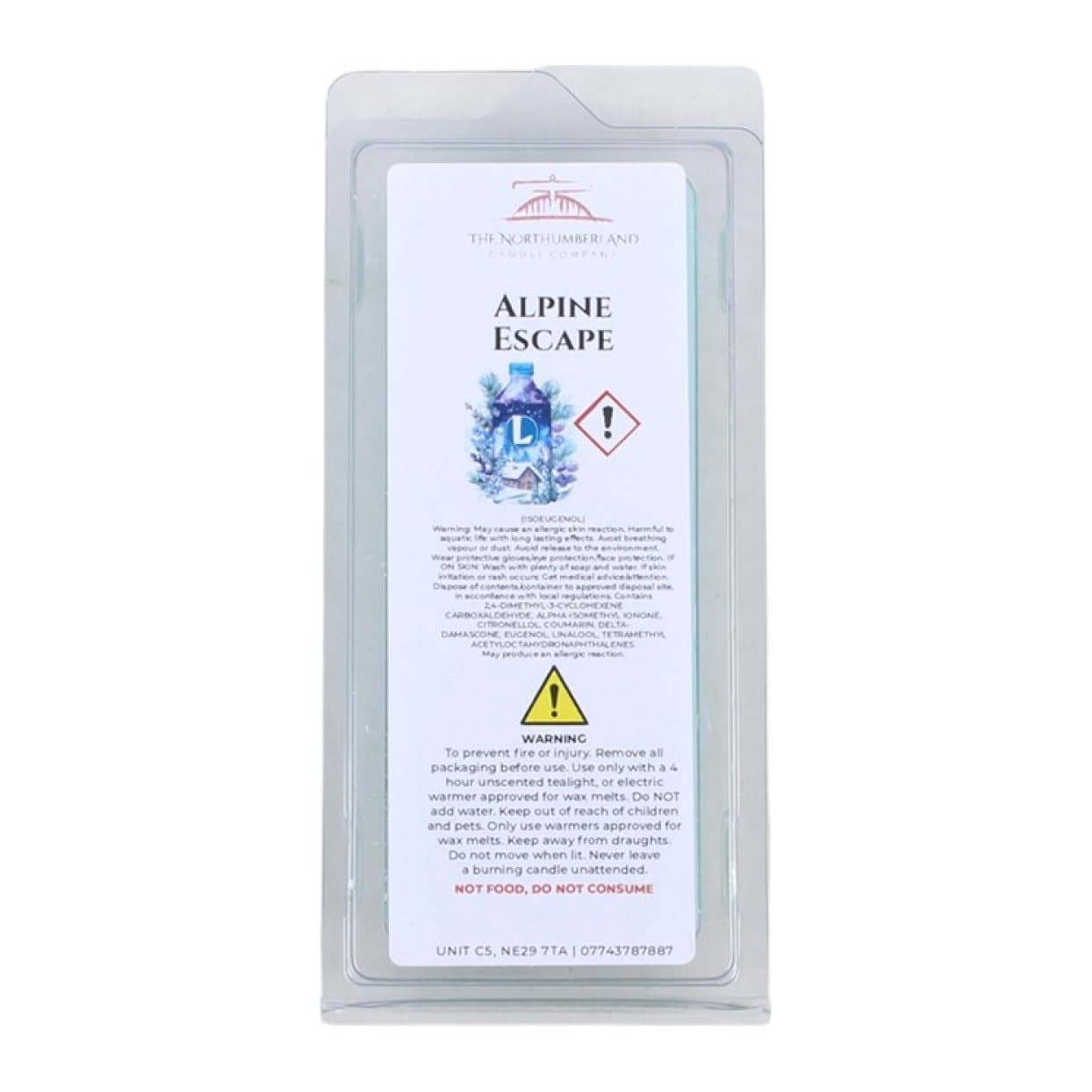 Alpine Escape 50 g wax melt snap bar with five segments