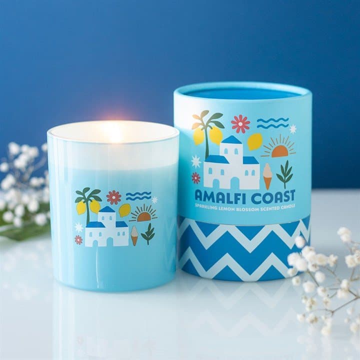 Colourful Amalfi Coast lemon blossom scented candle