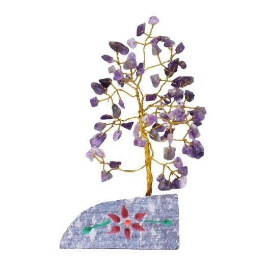 Amethyst gemstone tree on a gemstone rock base