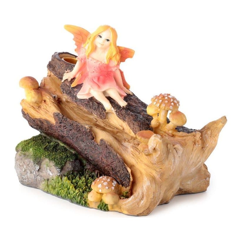 Fairy backflow incense burner in resin and metal