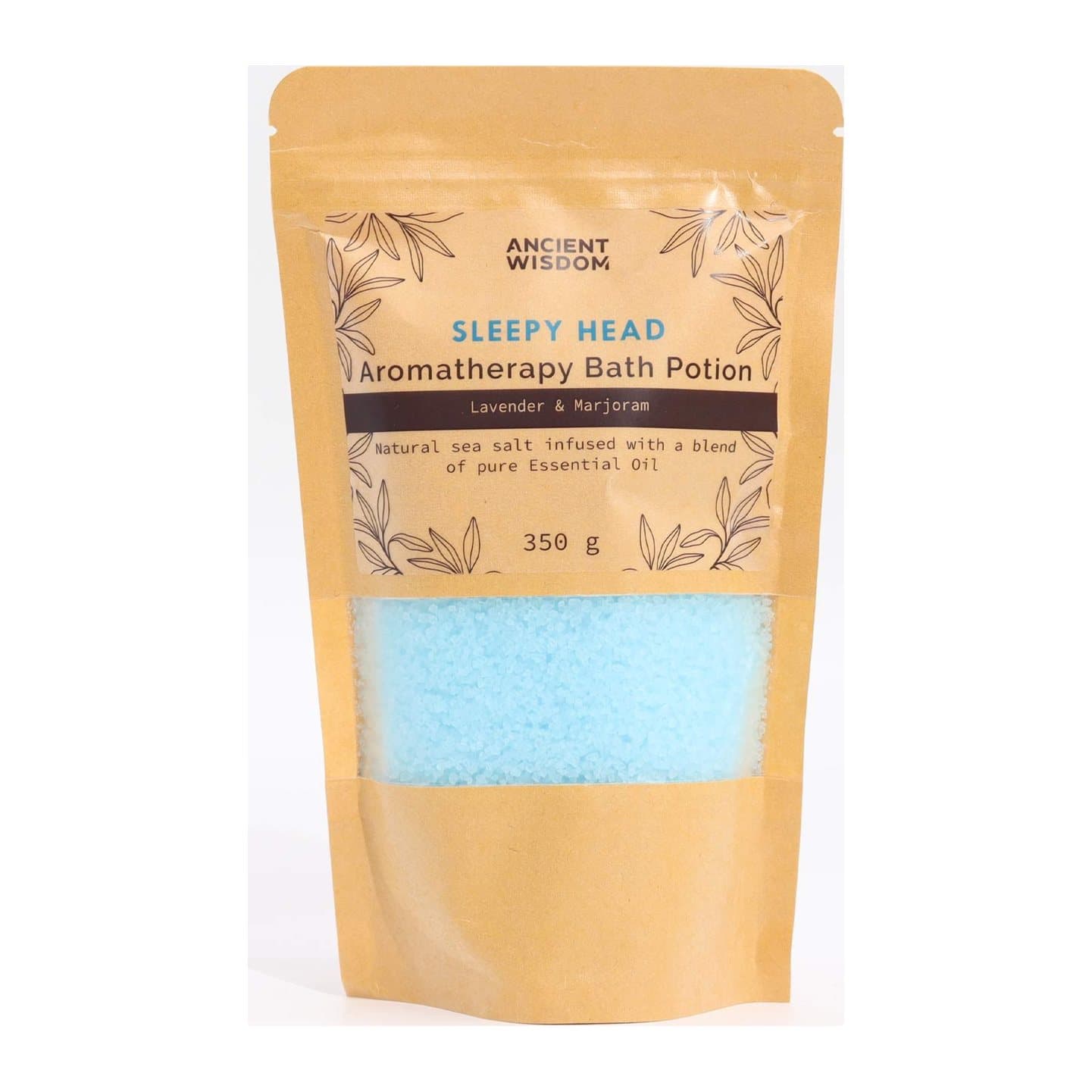 Kraft bag of aromatherapy bath potion with essential oils and sea salt