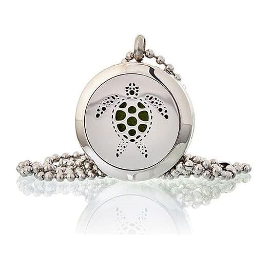 Stainless steel turtle aromatherapy diffuser locket necklace
