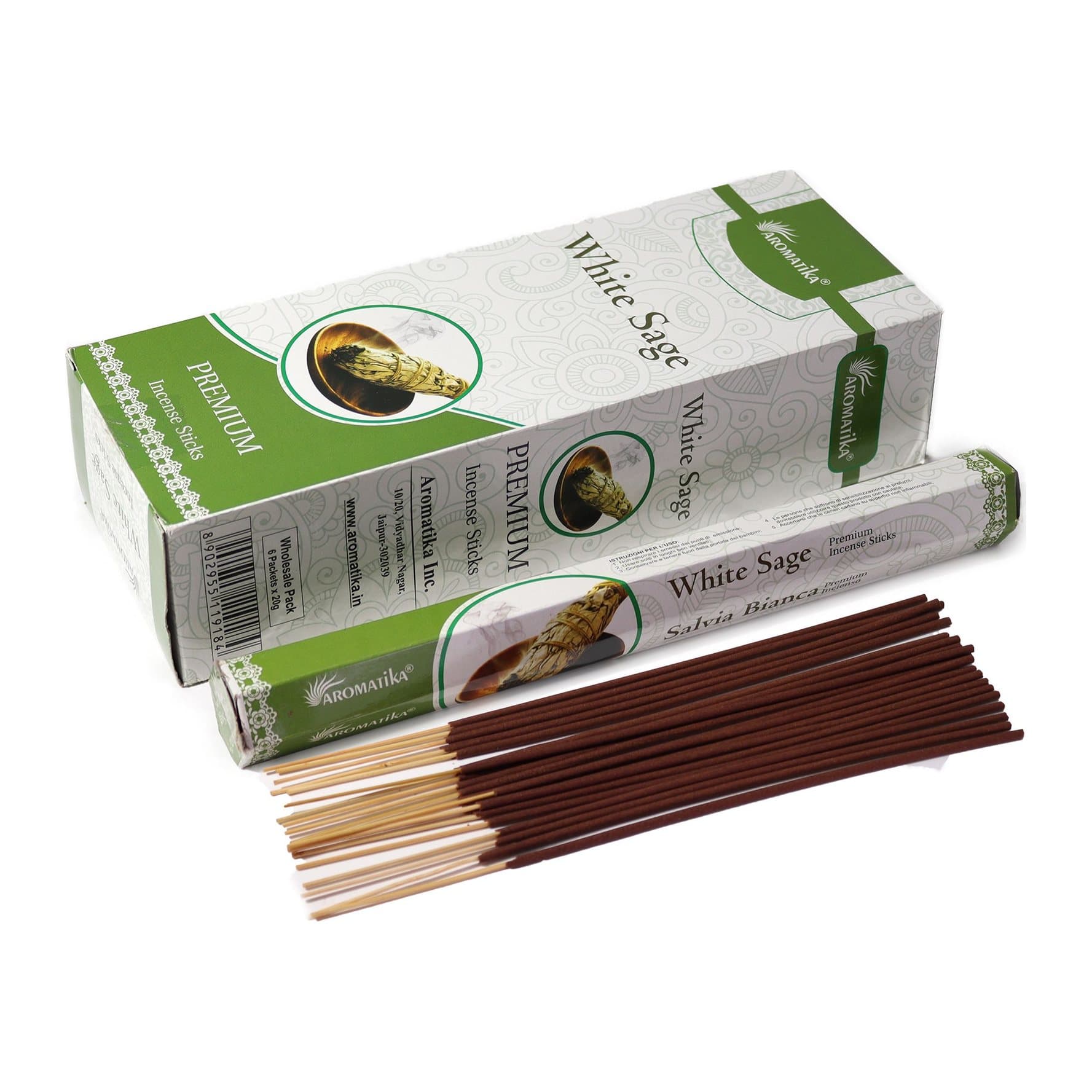 Two packs of charcoal free white sage incense sticks